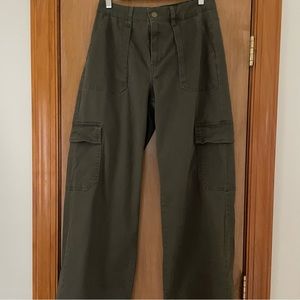 Wild Fable Women's High-Rise Straight Leg Cargo Pants in Olive Green.